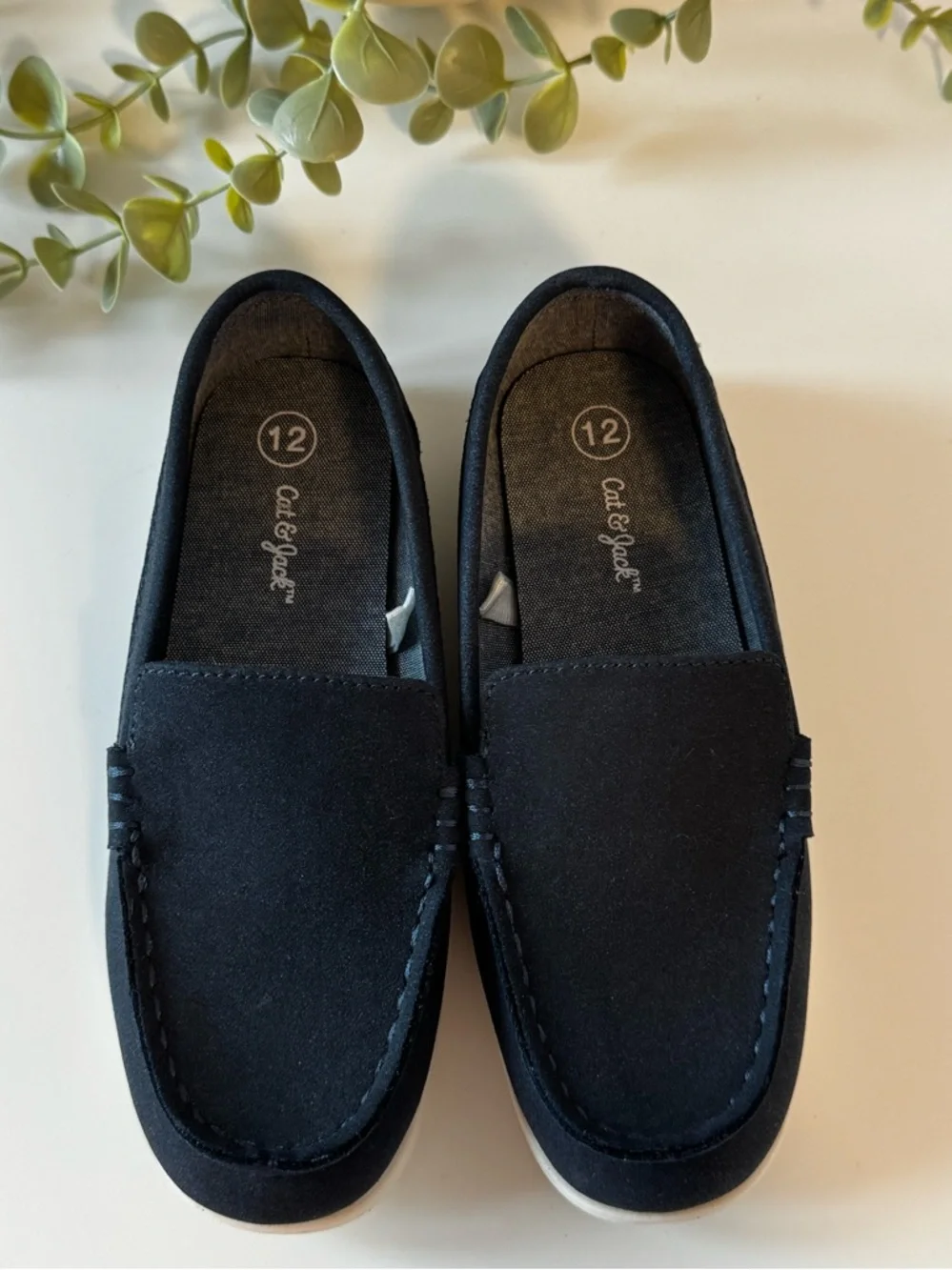 Cat & Jack Navy Blue Kids Moccasin Slip-On Shoes Size 12
